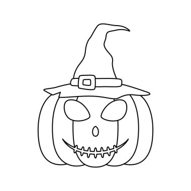 Coloring page with Halloween Pumpkin