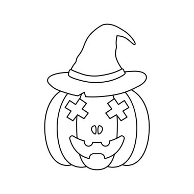 Coloring page with Halloween Pumpkin