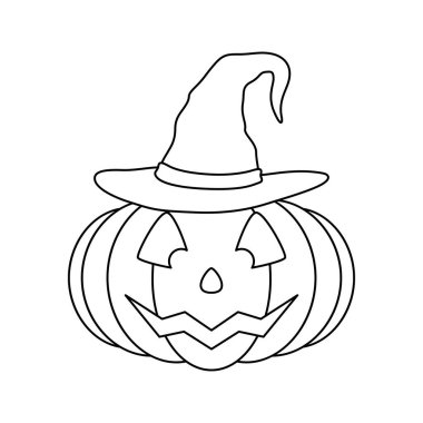Coloring page with Halloween Pumpkin