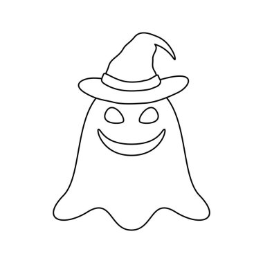 Coloring page with Halloween Ghost