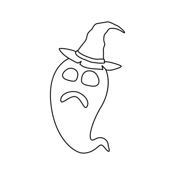 Coloring Page Halloween Ghost — Stok Vektör
