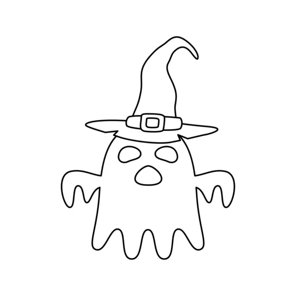 Coloring Page Halloween Ghost — Διανυσματικό Αρχείο