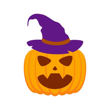 Halloween Pumpkin with hat isolated on white background