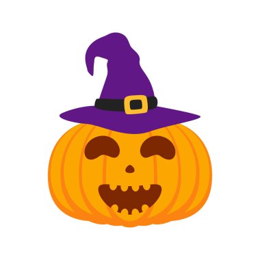 Halloween Pumpkin with hat isolated on white background