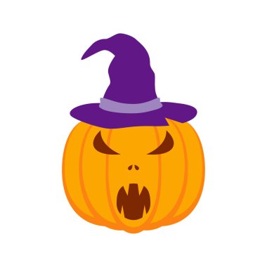 Halloween Pumpkin with hat isolated on white background