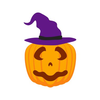 Halloween Pumpkin with hat isolated on white background