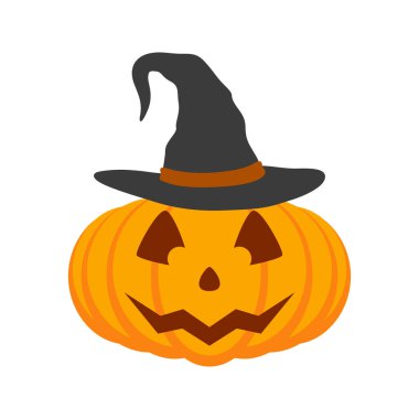 Halloween Pumpkin with hat isolated on white background