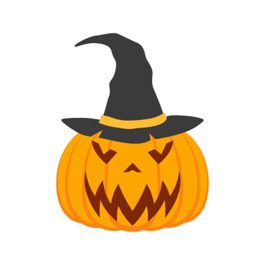 Halloween Pumpkin with hat isolated on white background