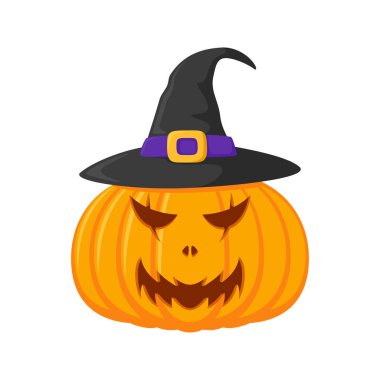 Halloween Pumpkin with hat isolated on white background
