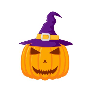 Halloween Pumpkin with hat isolated on white background