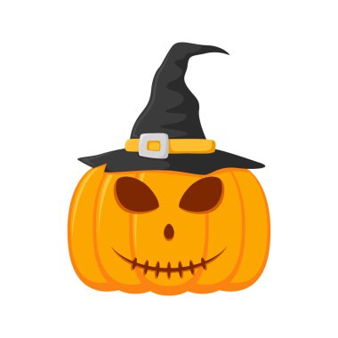 Halloween Pumpkin with hat isolated on white background