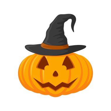Halloween Pumpkin with hat isolated on white background