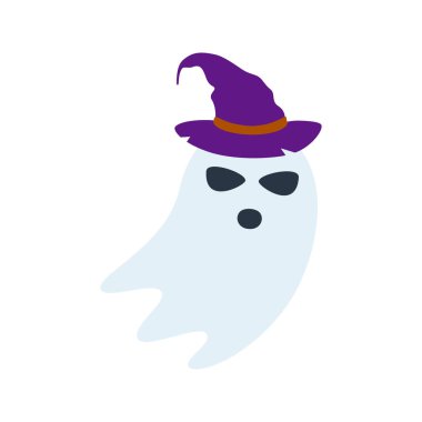 Halloween Ghost with hat isolated on white background