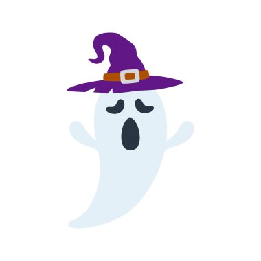Halloween Ghost with hat isolated on white background