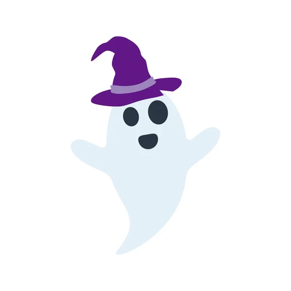 Halloween Ghost Hat Isolated White Background — Διανυσματικό Αρχείο