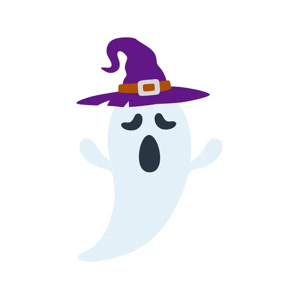 Halloween Ghost Hat Isolated White Background — Vettoriale Stock