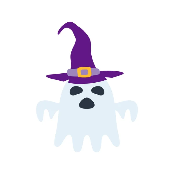 Halloween Ghost Hat Isolated White Background — ストックベクタ