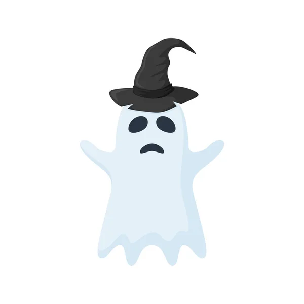 Halloween Ghost Hat Isolated White Background — Image vectorielle