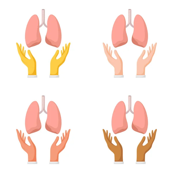 肺的一组手部手势 — 图库矢量图片