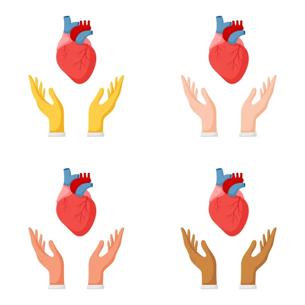 Conjunto Gestos Mãos Com Coração Humano —  Vetores de Stock