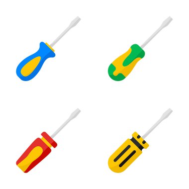 Beyaz arka plan üzerinde izole tornavida seti