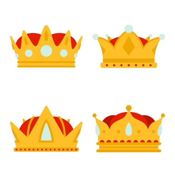 Set Crown Isolated White Background — Stock Vector