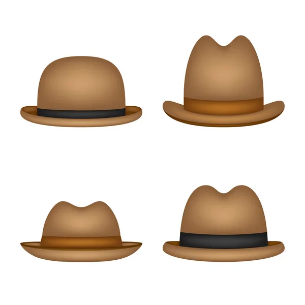 Σύνολο Καπέλων Που Απομονώνονται Λευκό Φόντο — Διανυσματικό Αρχείο