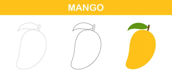 Hoja Trabajo Trazado Coloración Mango Para Niños — Archivo Imágenes Vectoriales