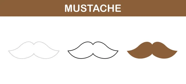 Mustache Tracing Coloring Φύλλο Εργασίας Για Παιδιά — Διανυσματικό Αρχείο