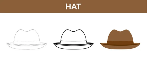 Trazado Sombreros Hoja Trabajo Para Colorear Para Niños — Vector de stock