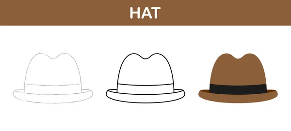 Çocuklar Için Şapka Izleme Boyama Çalışmaları — Stok Vektör