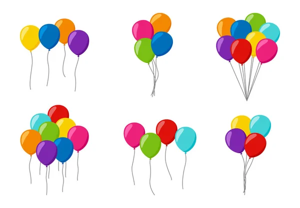 Set Colorful Helium Balloons — Stock Vector