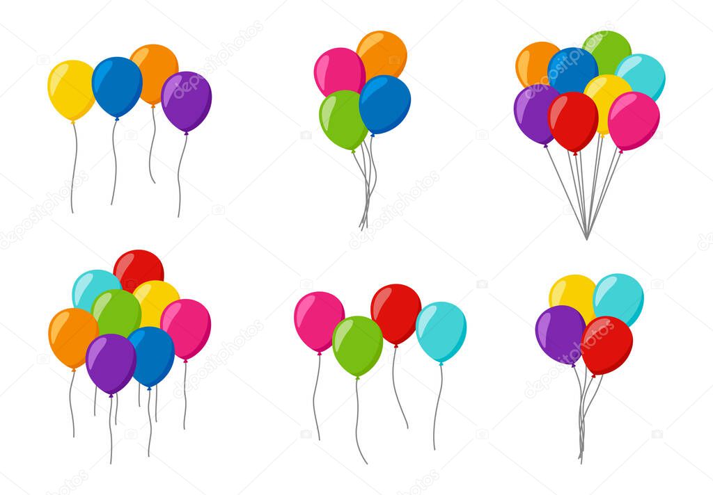 Set of colorful helium balloons