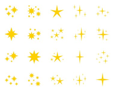 Yıldızlar parıldıyor, düz dizayn.