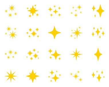 Yıldızlar parıldıyor, düz dizayn.