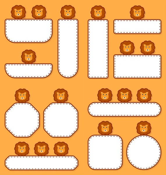 Set Cute Banner Lion — Stock vektor