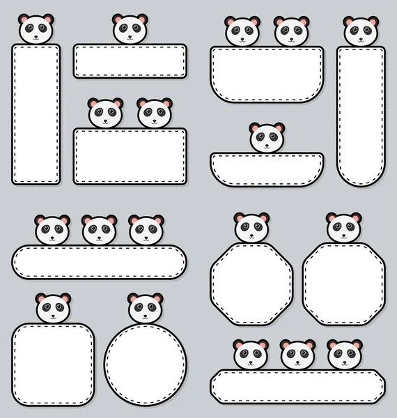 Set Cute Banner Panda —  Vetores de Stock