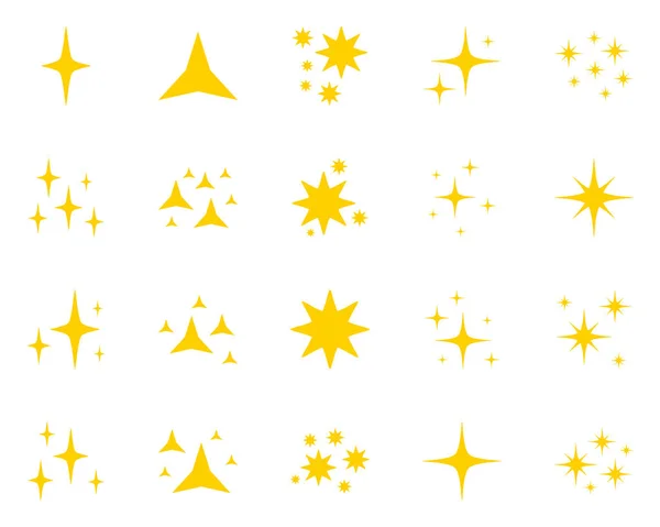 Conjunto Estrelas Brilhos Design Plano — Vetor de Stock