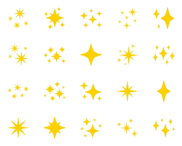 Set Stars Sparkles Flat Design — Stock Vector
