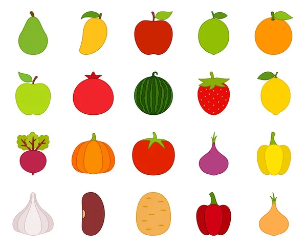 Conjunto Frutas Verduras Lindas — Vector de stock