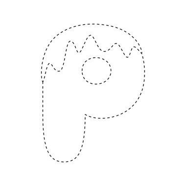 Çocuklar için P harfi izleme çizelgesi