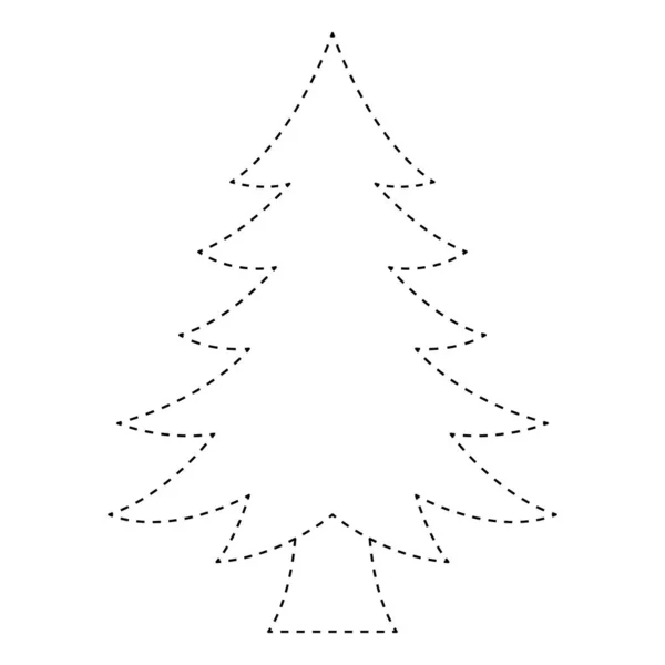 Christmas Tree Tracing Worksheet Kids — Stock Vector