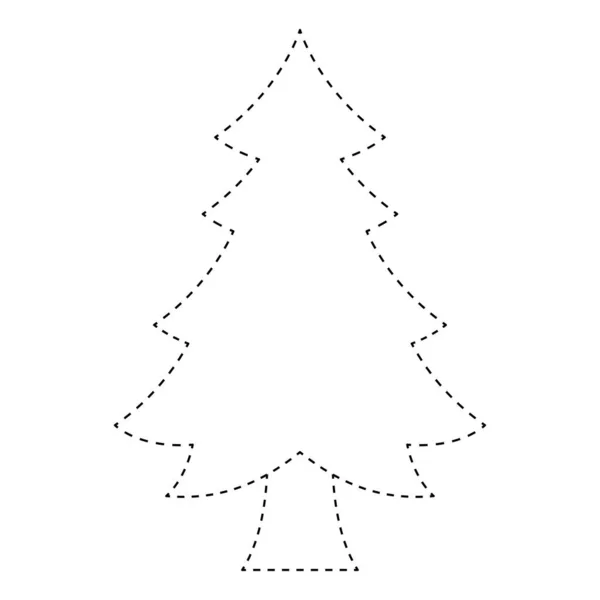 Christmas Tree Tracing Worksheet Kids — Stock Vector