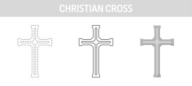 Çocuklar için Hıristiyan Haçı izleme ve boyama çalışmaları