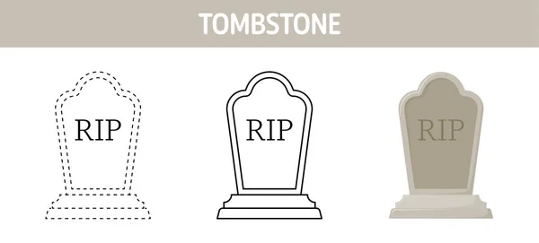 Tombstone Tracer Colorier Feuille Calcul Pour Les Enfants — Image vectorielle