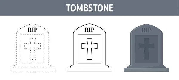 Tombstone Tracer Colorier Feuille Calcul Pour Les Enfants — Image vectorielle