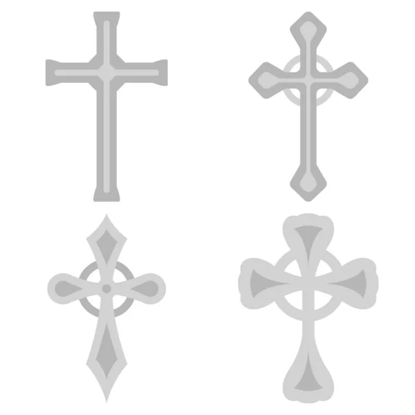 一套白色背景隔离的基督教十字架 — 图库矢量图片