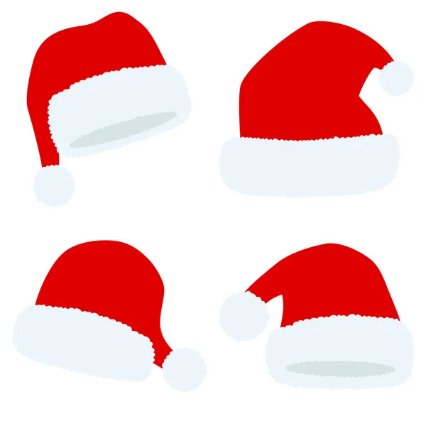 Set Sombrero Santa Claus Aislado Sobre Fondo Blanco — Vector de stock