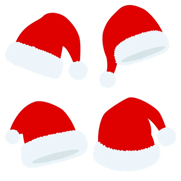 Set Sombrero Santa Claus Aislado Sobre Fondo Blanco — Vector de stock