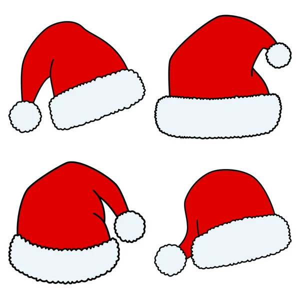 Beyaz Arka Planda Izole Edilmiş Bir Noel Baba Şapkası — Stok Vektör